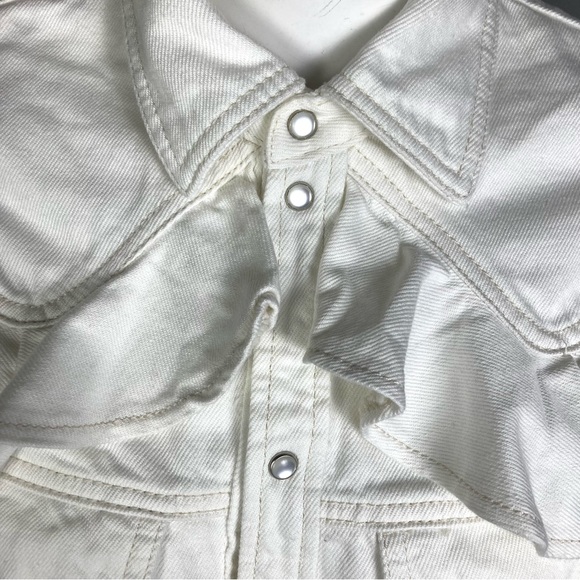 NEW Zadig & Voltaire shirt jacket Large western pearl snap ruffle Toky white - Picture 7 of 16